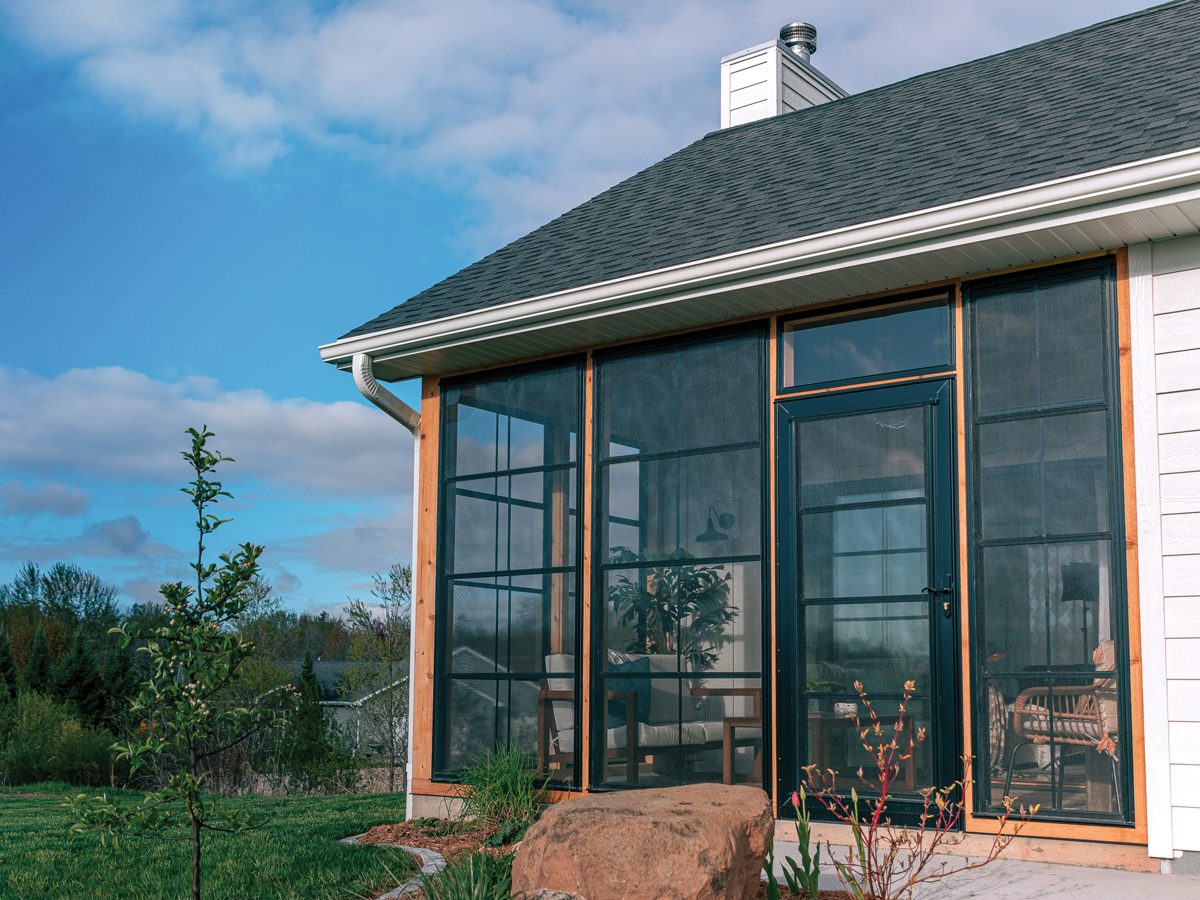 Porch enclosure installed on existing front porch of a residential home in Mays Landing, Atlantic County NJ